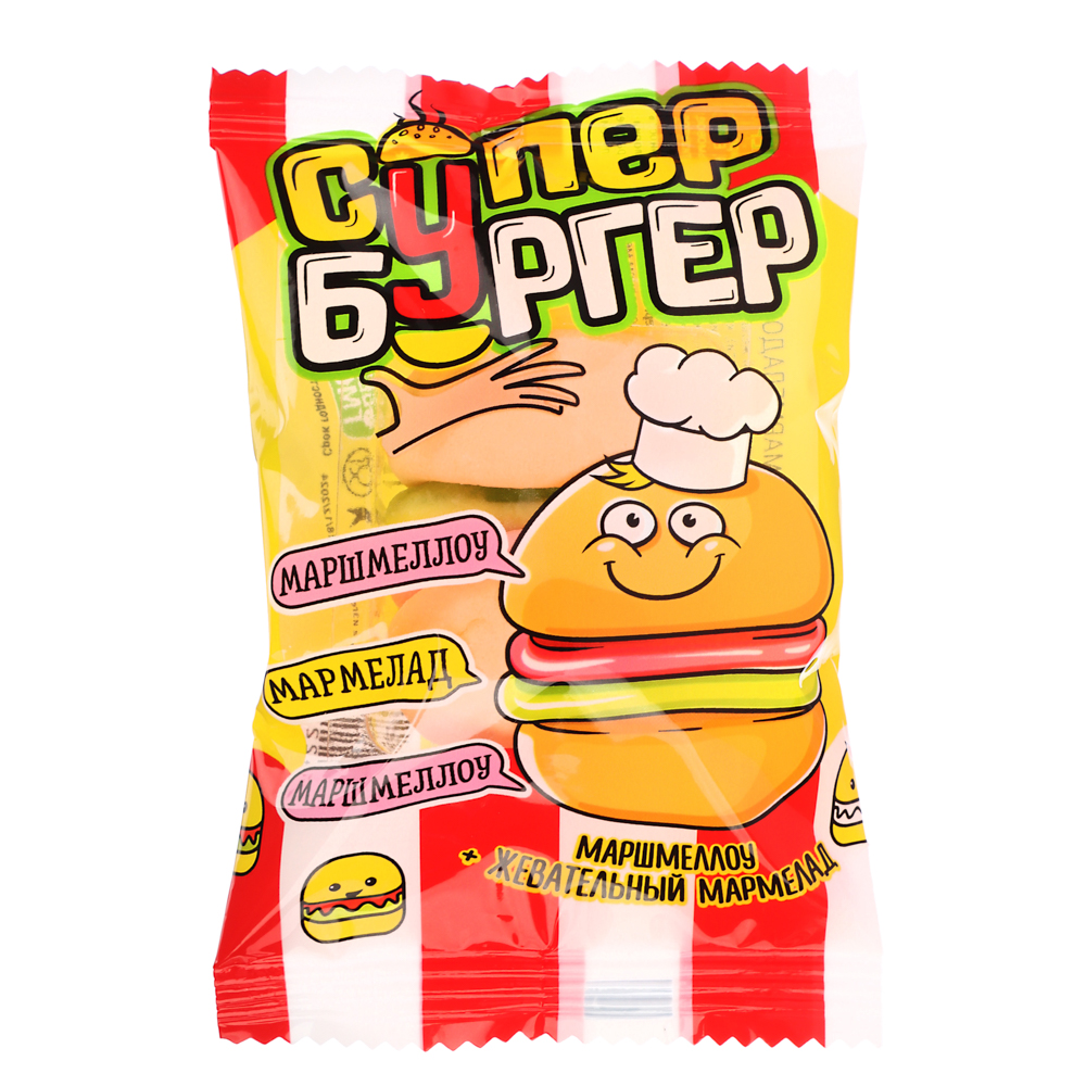 Маршмеллоу с жевательным мармеладом "СУПЕР БУРГЕР" 15гр, арт.№ 347-369