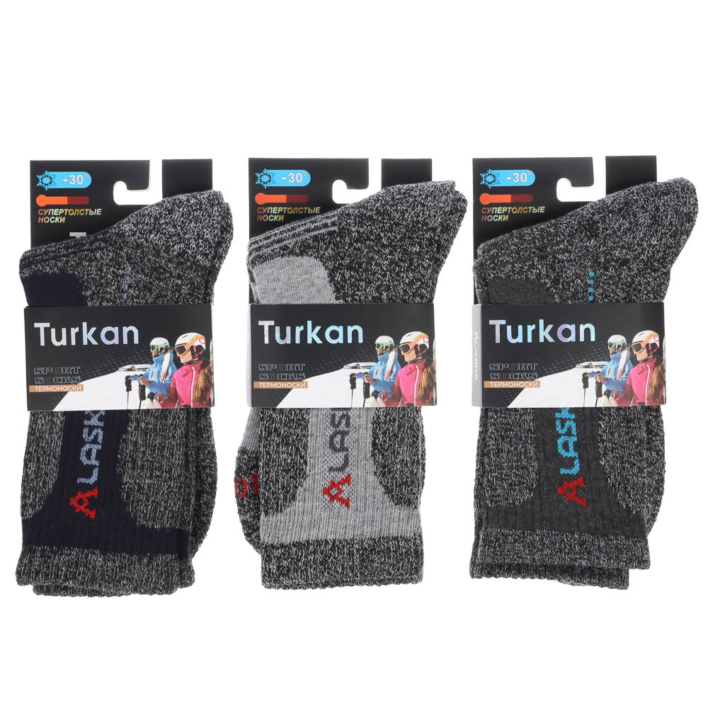 Термоноски мужские, тм TURKAN, р. 41-47, 85% шерсть, 10% ангора, 5% лайкра, цвета в ас-те, арт.№ 019-618