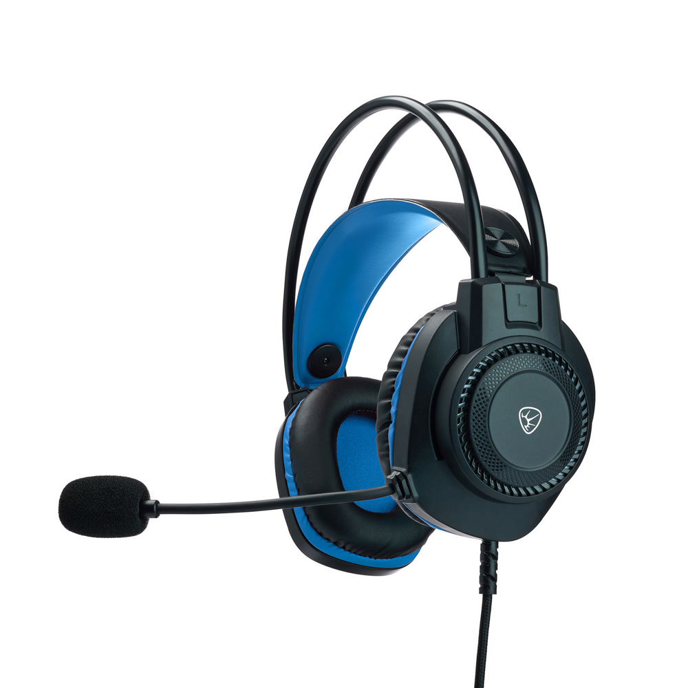 Наушники проводные с микрофоном игровые BY Сabasset 3.5мм 4pin-SPK+MIC 3,2 м, синие, арт.№ 410-081