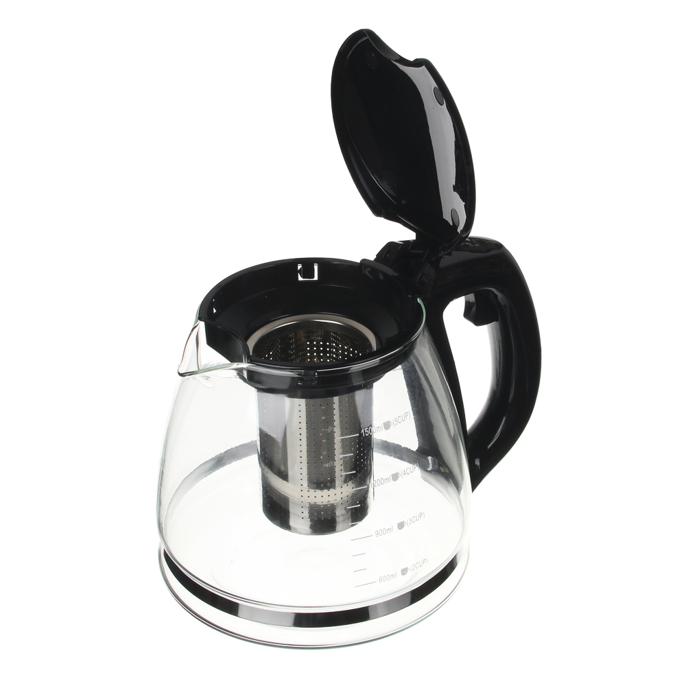 VETTA Чайник заварочный 1500мл с измерительной шкалой, ситечко из нержавеющей стали, стекло, арт.№ 850-143