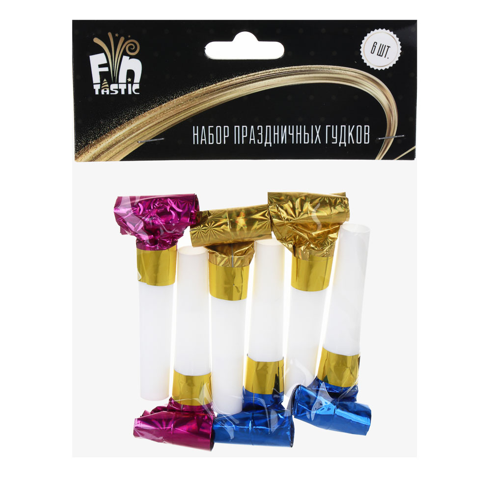 FNtastic Набор праздничных гудков 6шт, фольга, пластик, 3 цвета, арт.№ 585-024