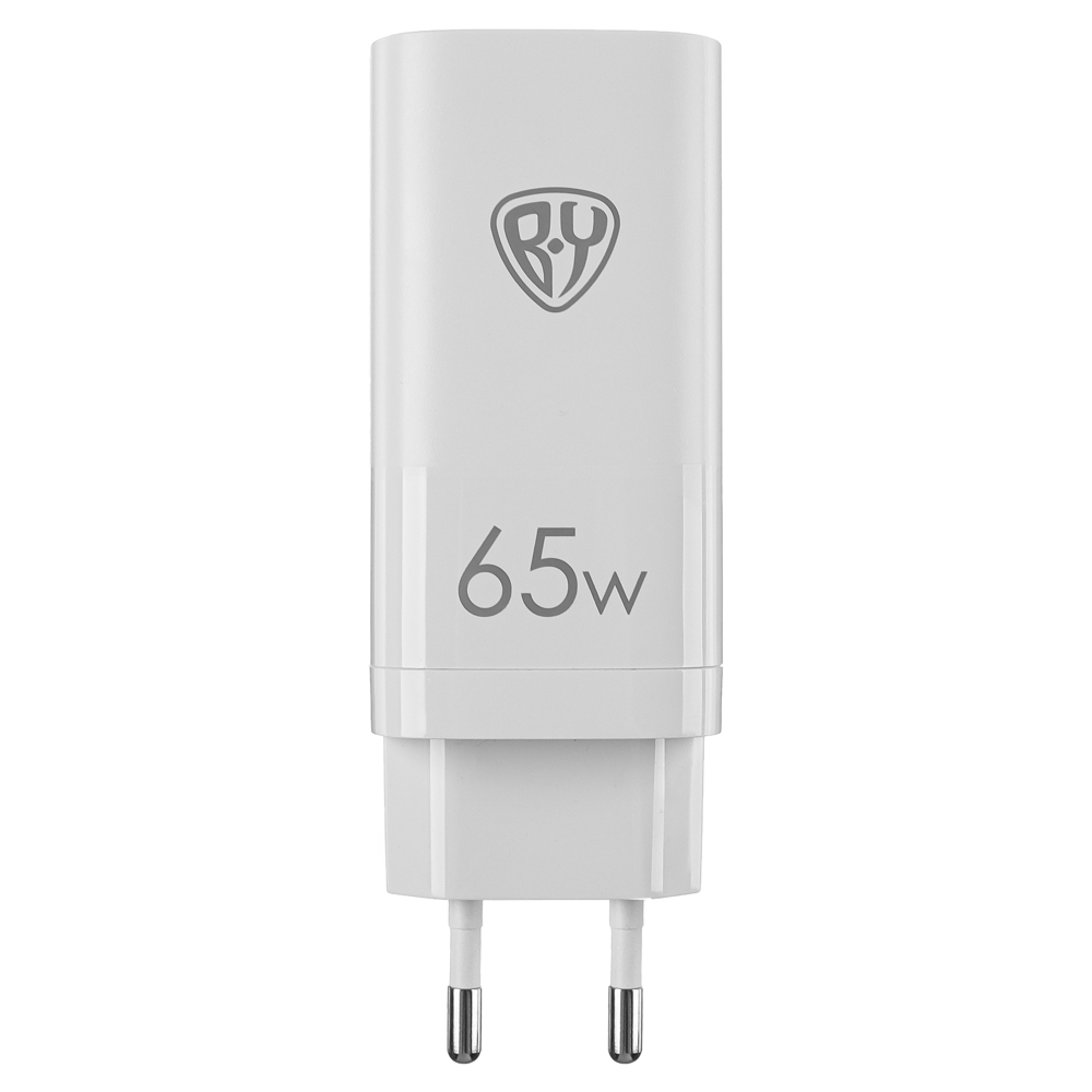 Сетевое зарядное устройство BY, Быстрая зарядка QC4.0+PD, GaN, 1xUSB, 2xType-C 65W, арт.№ 916-243
