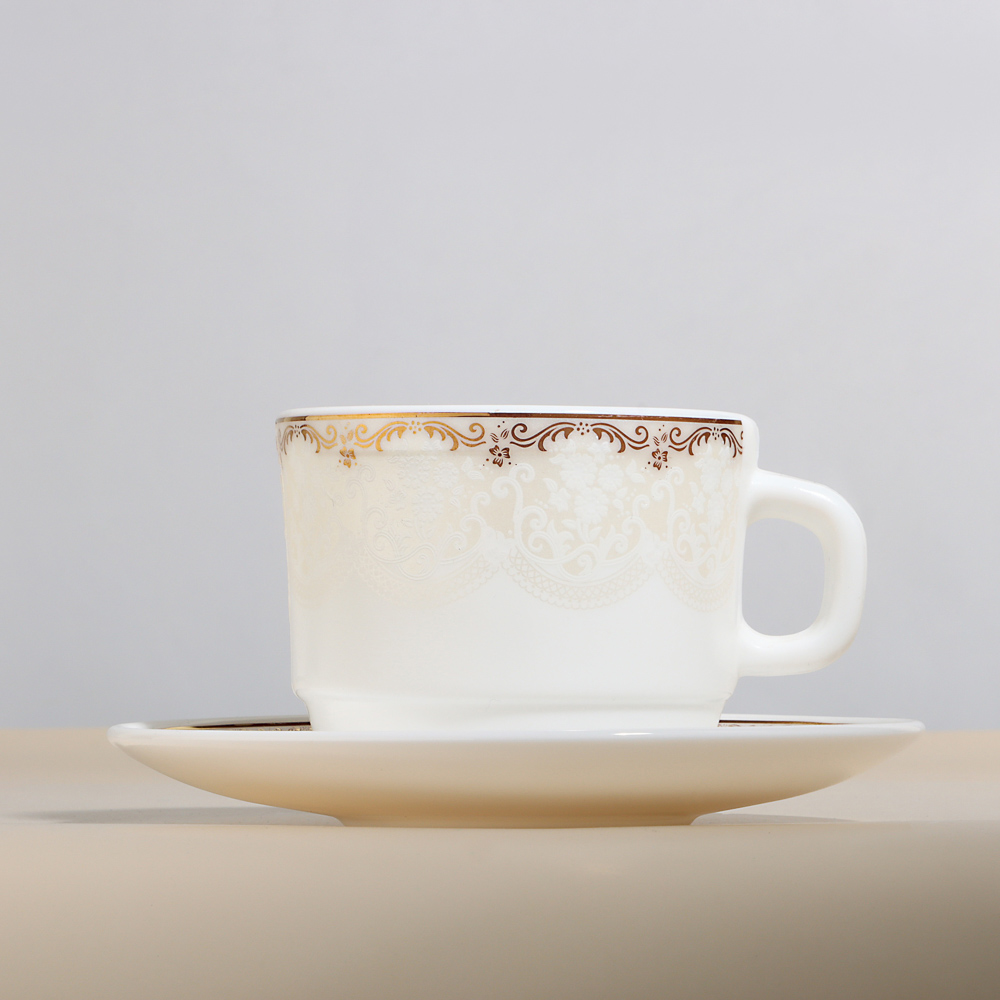 MILLIMI Руан Чайная пара (чашка 250мл., блюдце 15см) опаловое стекло, 21057, арт.№ 818-620