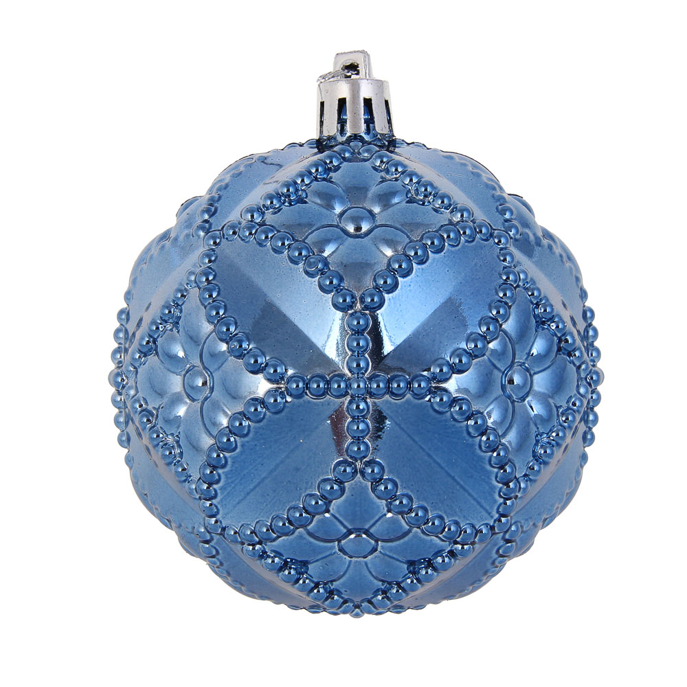СНОУ БУМ Набор шаров 8 см, 4 шт, синий, серебро, 26-138, арт.№ 373-568
