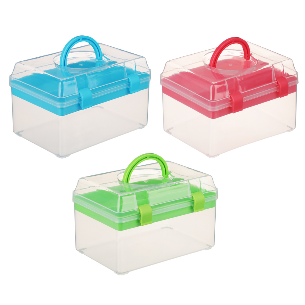 Бокс для мелочей, пластик, 17х11,5х11,5см, 3 цвета, арт.№ 444-190