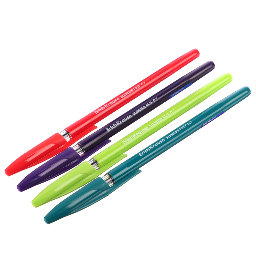 Ручка шариковая Erich Krause "Слендер Стик Риф" синяя, наконечник 0,7 мм, цветн.корпус, 63095, арт.№ 627-166