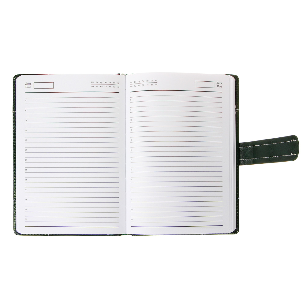 Ежедневник недатир."Брутал" А5, 320стр, тв.обл.с поролоном, накл.углы, прошивка, хлястик, ПУ, т-зел, арт.№ 572-066