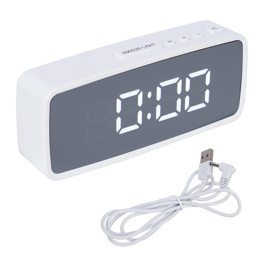 LADECOR CHRONO Будильник электронный, 14x5,7 см, USB/3xAAA, пластик, цвет белый, арт.1, арт.№ 529-010