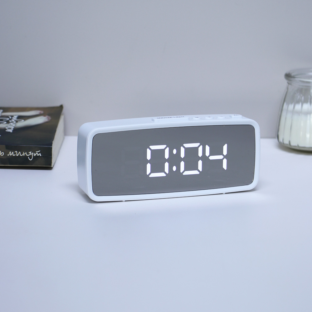LADECOR CHRONO Будильник электронный, 14x5,7 см, USB/3xAAA, пластик, цвет белый, арт.1, арт.№ 529-010