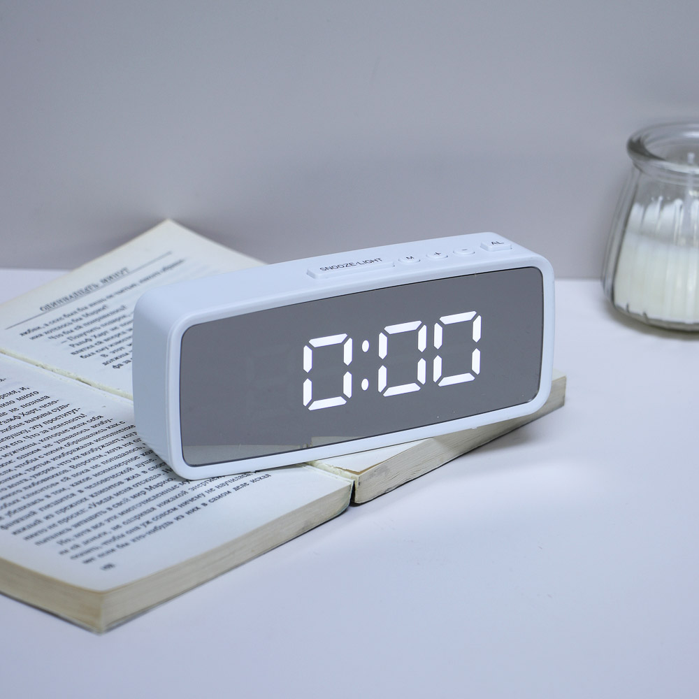 LADECOR CHRONO Будильник электронный, 14x5,7 см, USB/3xAAA, пластик, цвет белый, арт.1, арт.№ 529-010