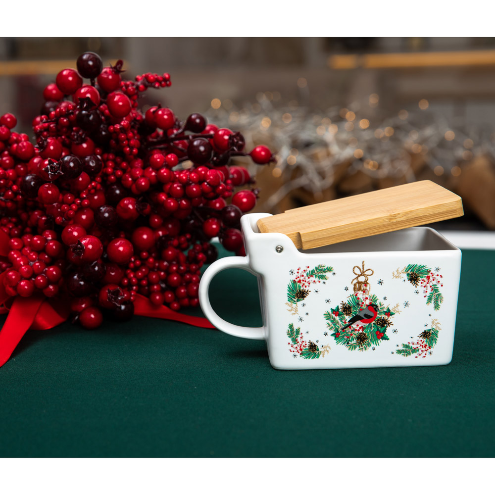 MILLIMI Снегирь Банка для соли 300мл, 15,5х9х7,5см, керамика, арт.№ 820-135