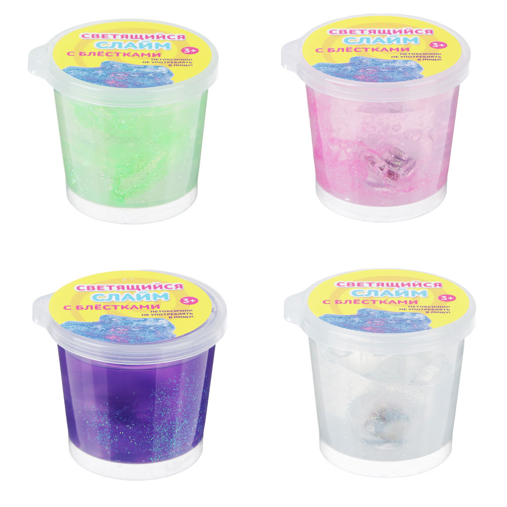 Слайм блестящий со светящимся шаром, полимер, 80 гр., арт.№ 218-013