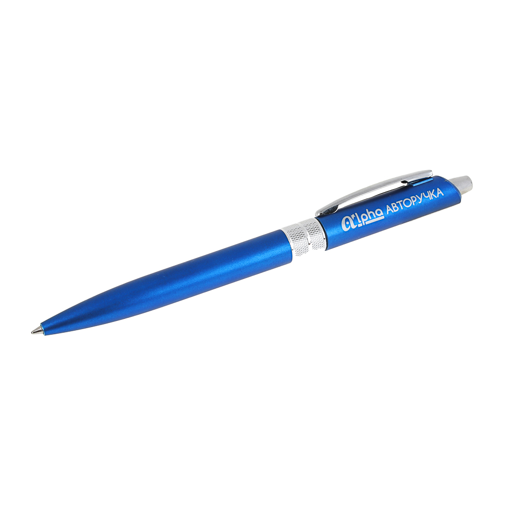 Авторучка шариковая синяя "Альфа", матовый корпус, мет.клип и вставка, пластик, 4 цв. корпуса, арт.№ 626-027