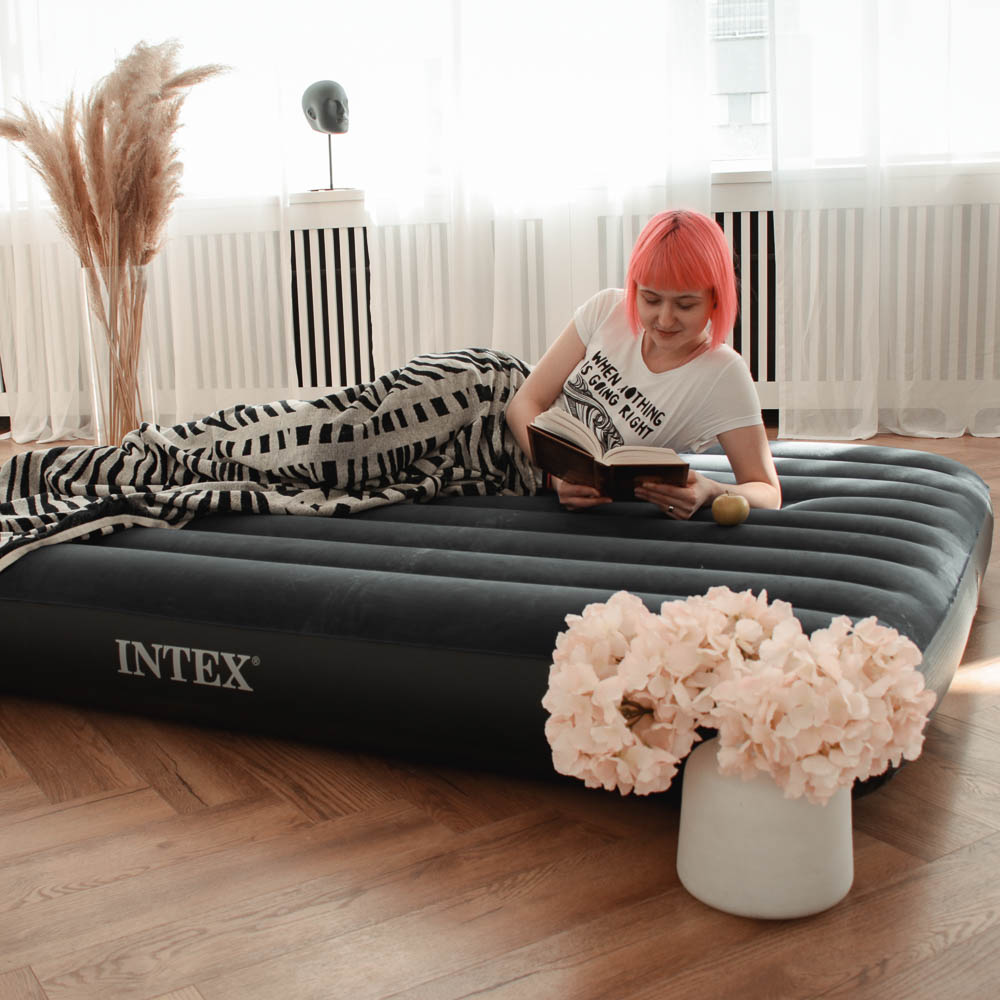 INTEX Матрас надувной CLASSIC DOWNY, 203x152x25см, до 272кг, 64759, арт.№ 108-044