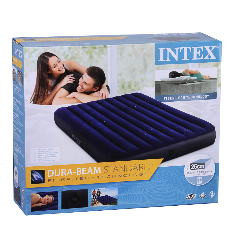 INTEX Матрас надувной CLASSIC DOWNY, 203x152x25см, до 272кг, 64759, арт.№ 108-044
