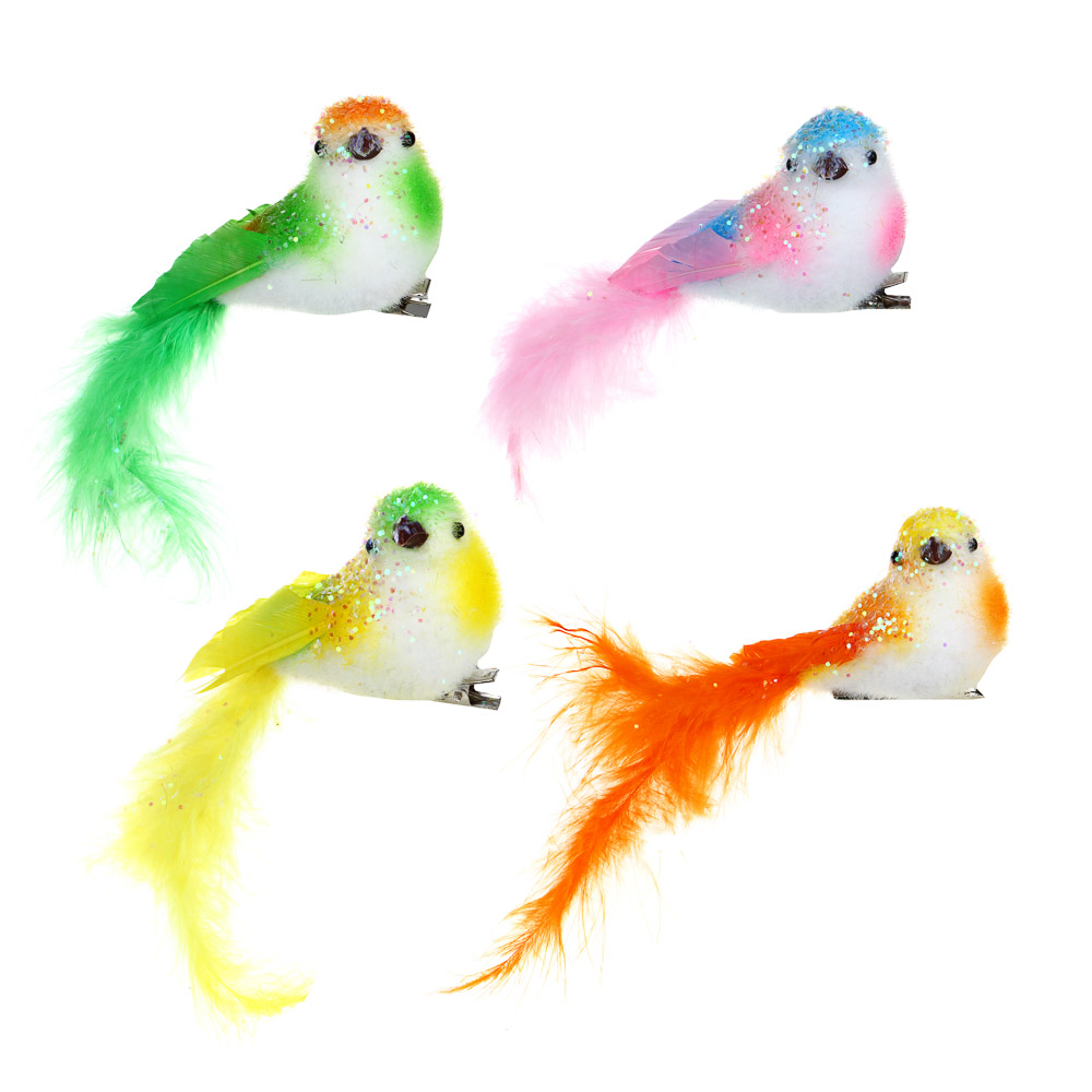 INBLOOM Птица на прищепке 17x5см, пенополистирол, страусиное перо, арт.№ 153-118