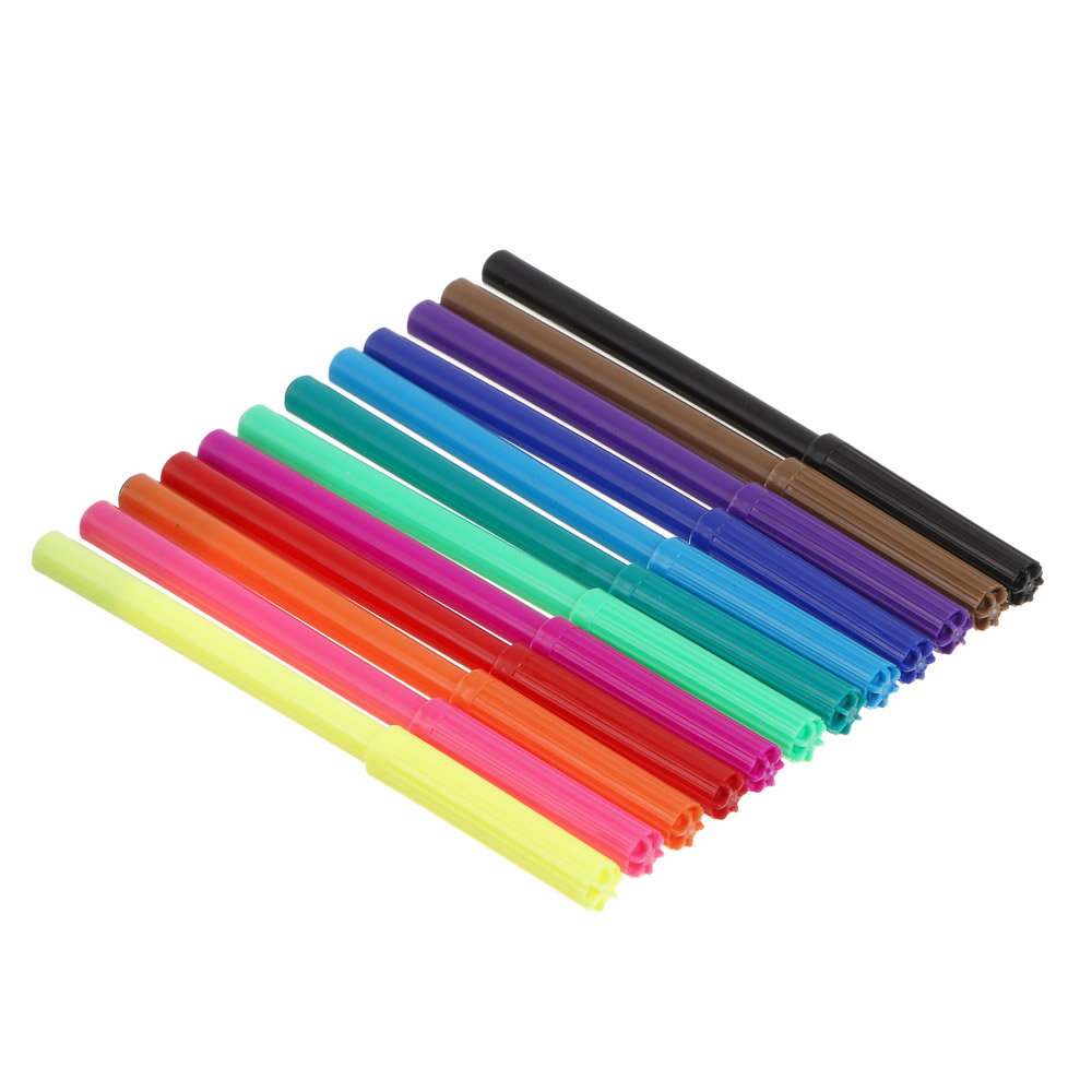 Фломастеры 12цв. ClipStudio с цветным вентилируемым колпачком, пластик, в ПВХ пенале, арт.№ 256-134