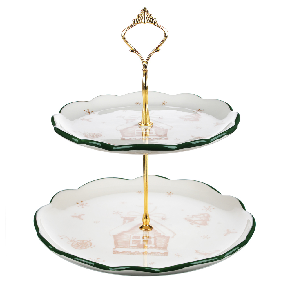 MILLIMI Пряничный домик Ваза для фруктов двухъярусная d20см, d24,5см, керамика, арт.№ 820-124