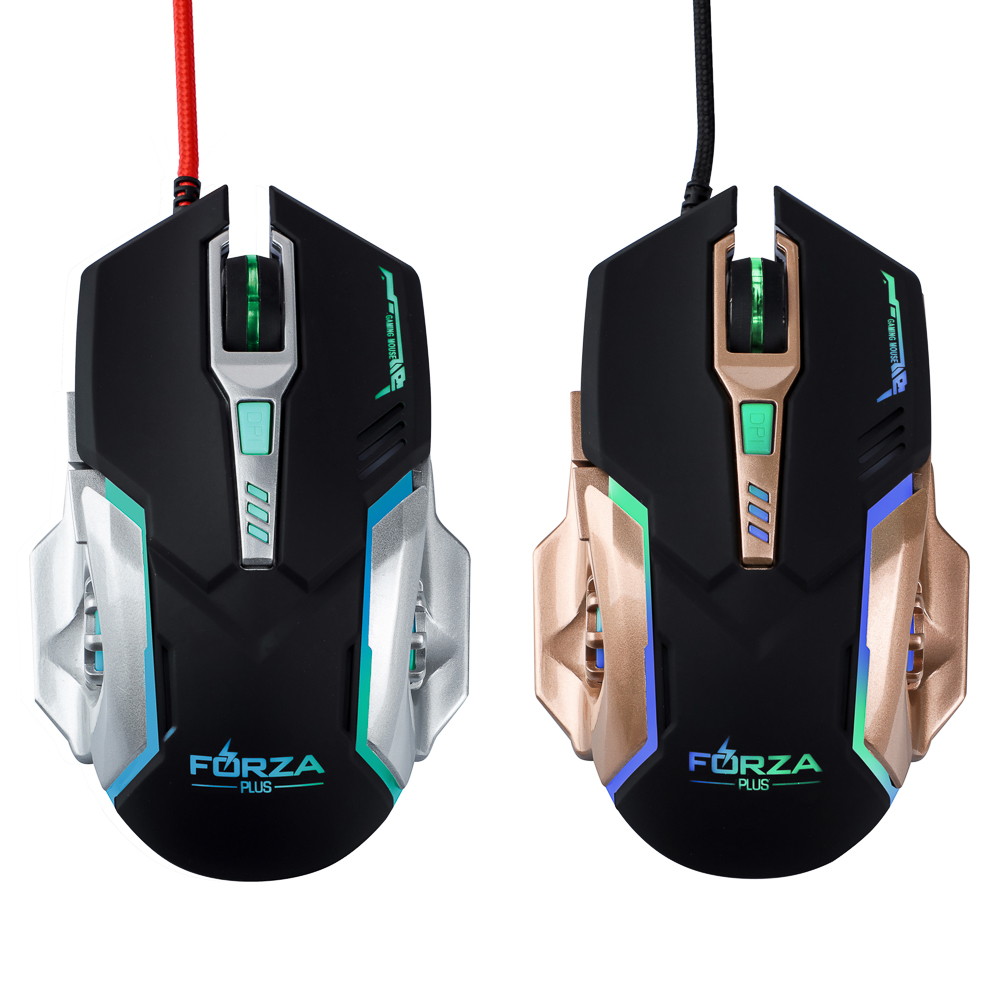 Компьютерная мышь проводная FORZA, 800-3200DPI, 6 кн., подсветка, провод 140см, игровая, 2 цвета, арт.№ 405-009