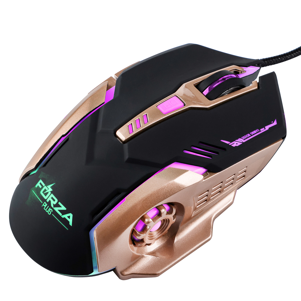 Компьютерная мышь проводная FORZA, 800-3200DPI, 6 кн., подсветка, провод 140см, игровая, 2 цвета, арт.№ 405-009