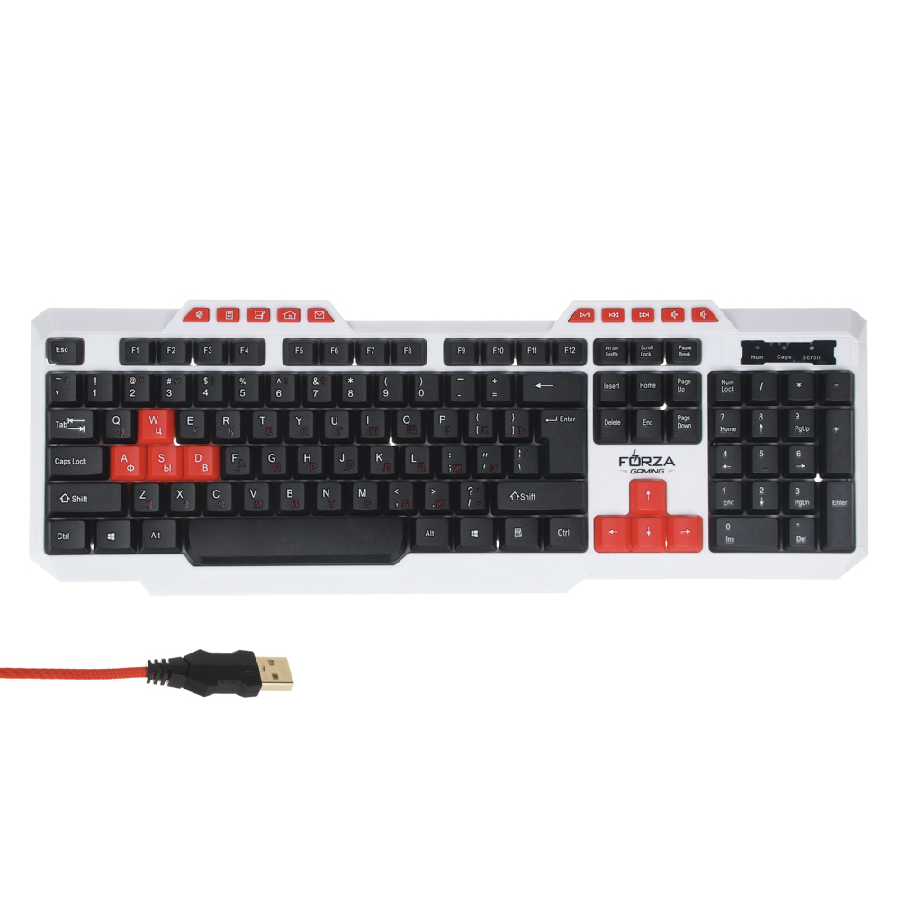 Клавиатура проводная FORZA с подсветкой, 1.4 м, USB, пластик, арт.№ 405-017