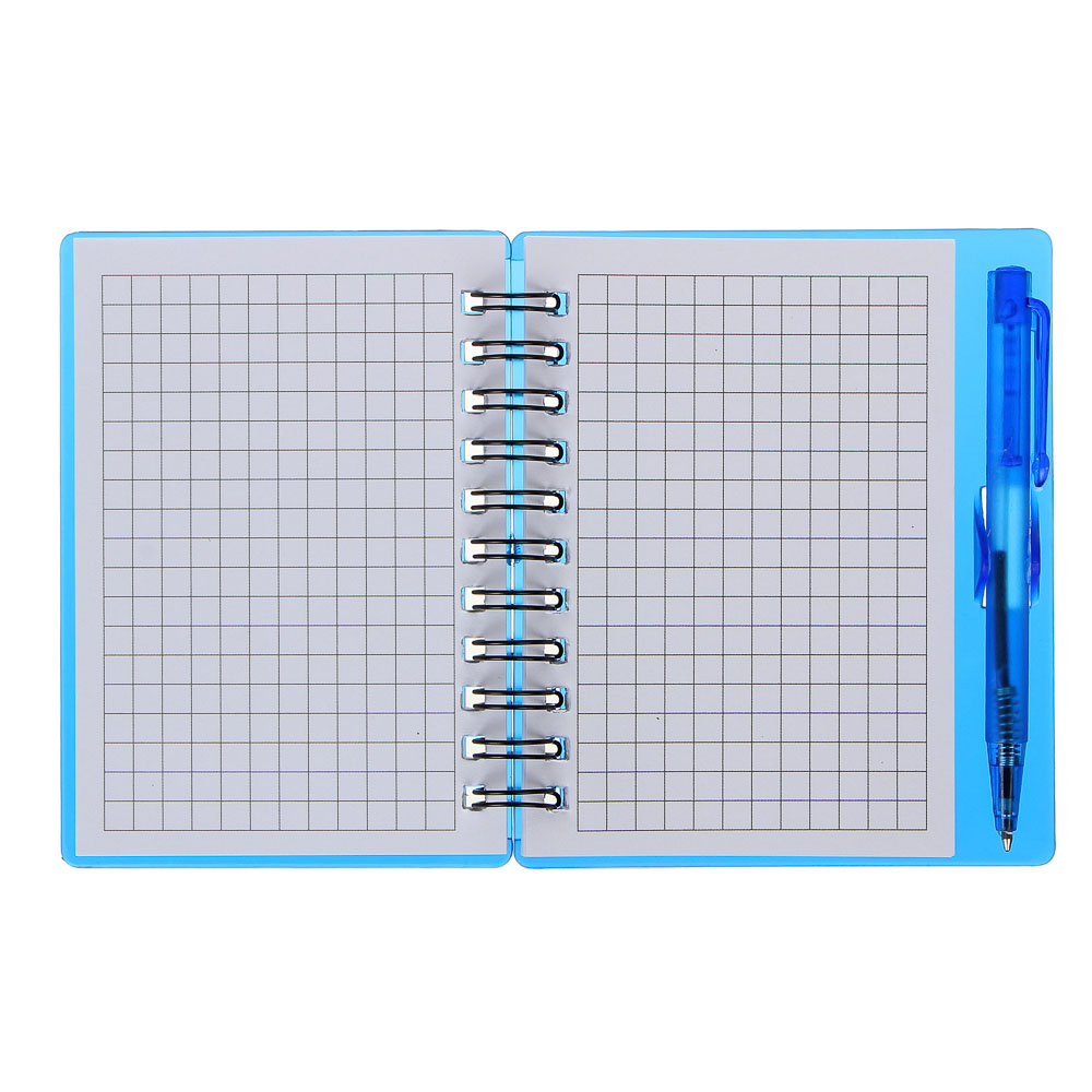 Записная книжка с ручкой 9,5х11см 80л., тв.пластик.обл., в клетку., арт.№ 574-005