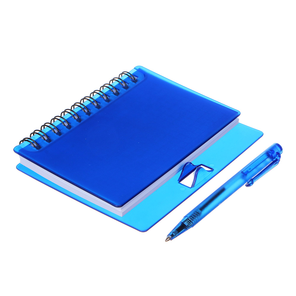 Записная книжка с ручкой 9,5х11см 80л., тв.пластик.обл., в клетку., арт.№ 574-005