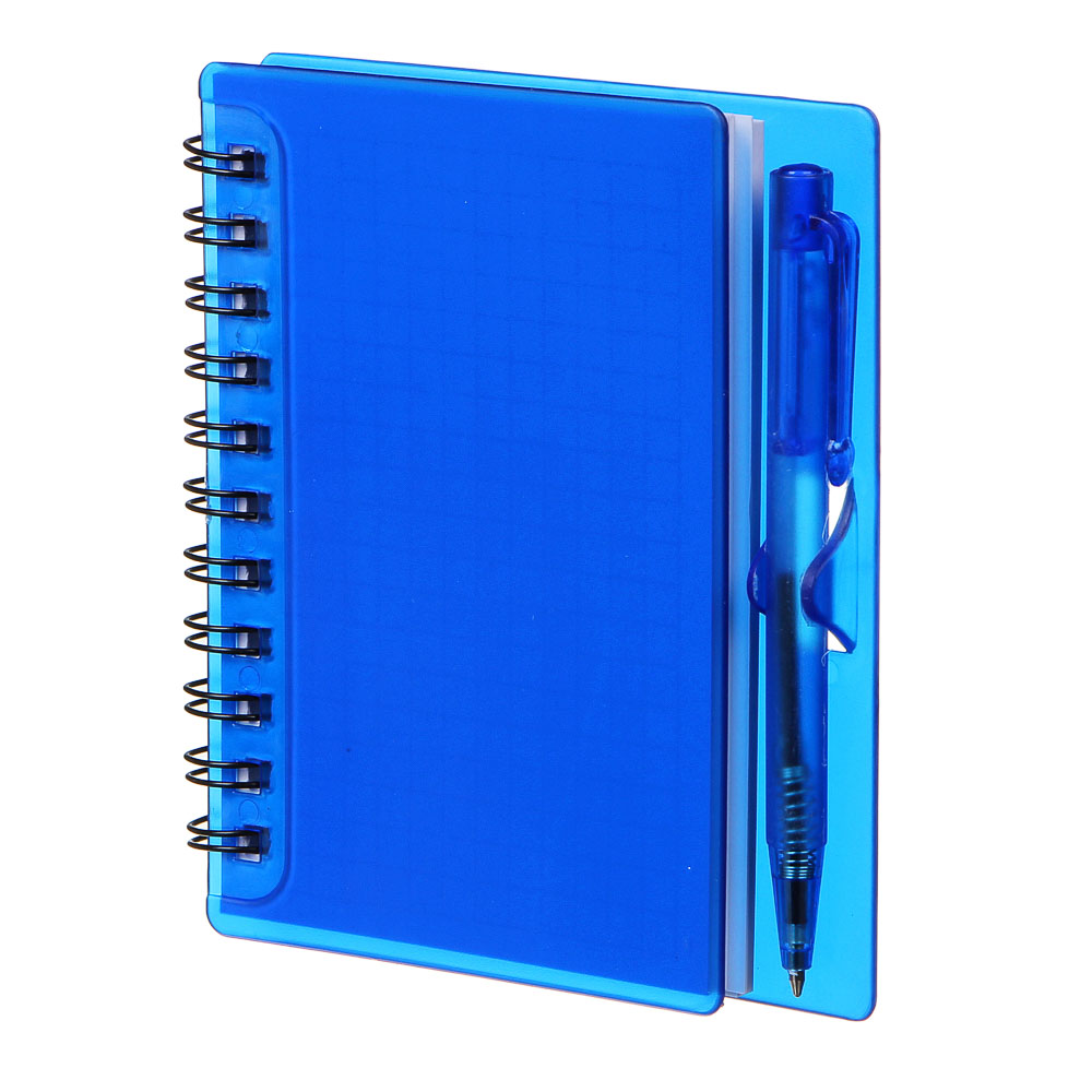 Записная книжка с ручкой 9,5х11см 80л., тв.пластик.обл., в клетку., арт.№ 574-005