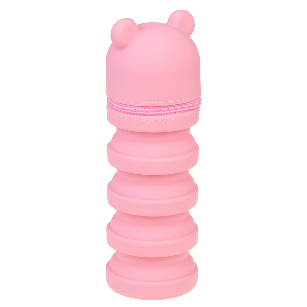 Пенал-подставка школьный 12,5-20,5х6,5х6,5 см FLOMIK, регулируемый по высоте, 1 отделение, в форме котиков, силикон, 2 дизайна, арт.№ 238-044