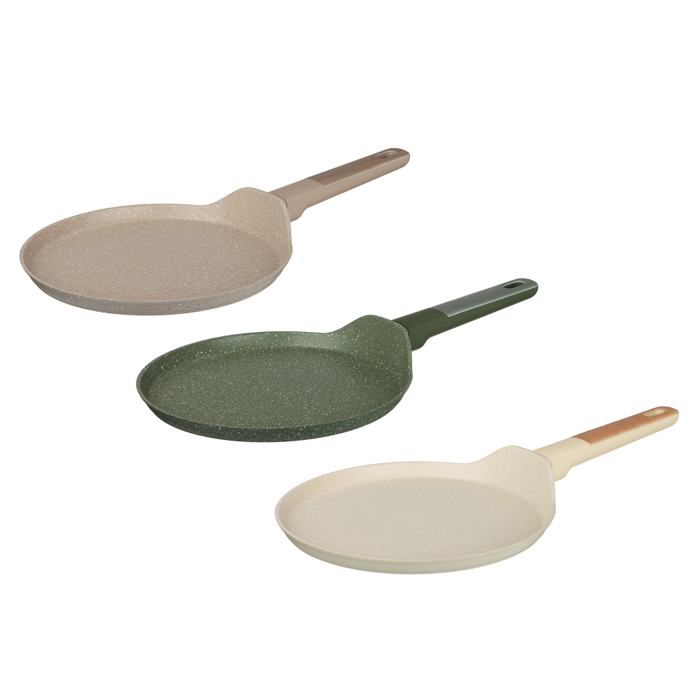 SATOSHI Кантри Сковорода литая блинная d24см, антипригарное покрытие мрамор, индукция, 3 цвета, арт.№ 846-763