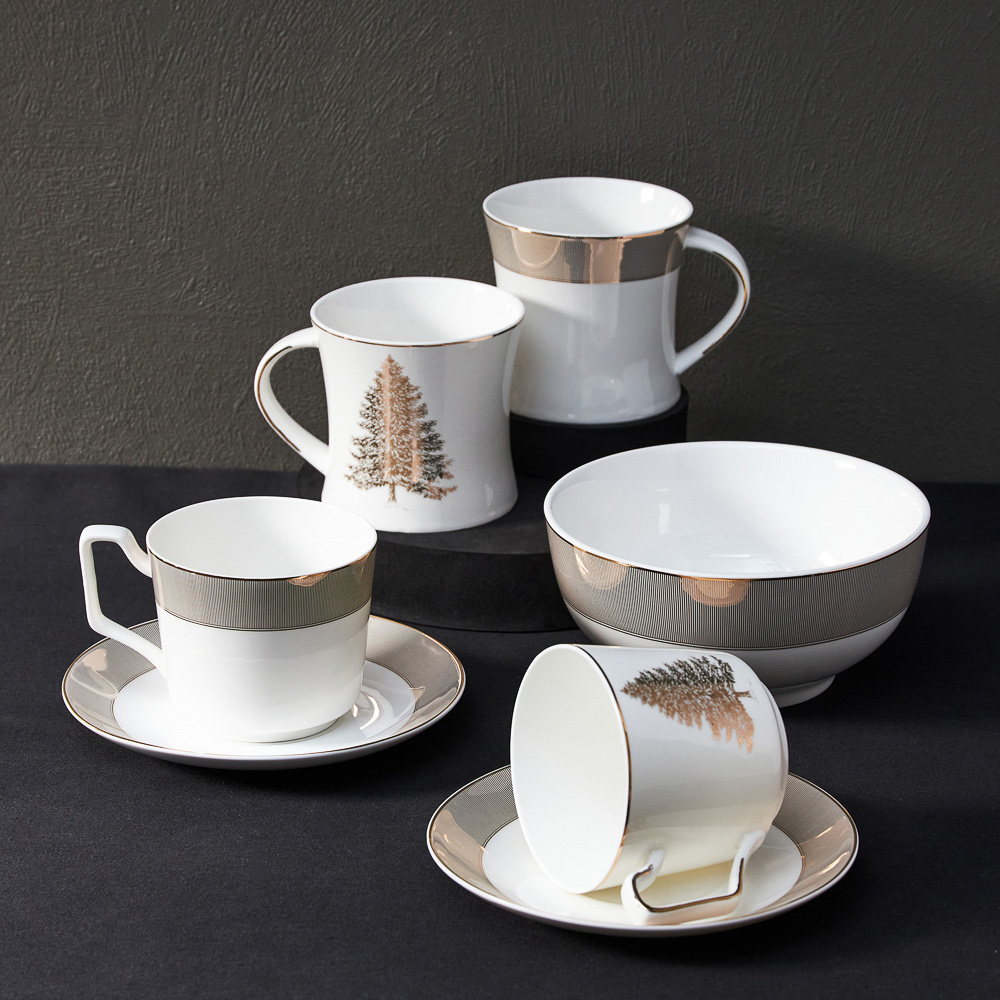 BY COLLECTION White Line Набор чайный два пр., 290мл, 15см, фарфор, подарочная упаковка, арт.1, арт.№ 820-815