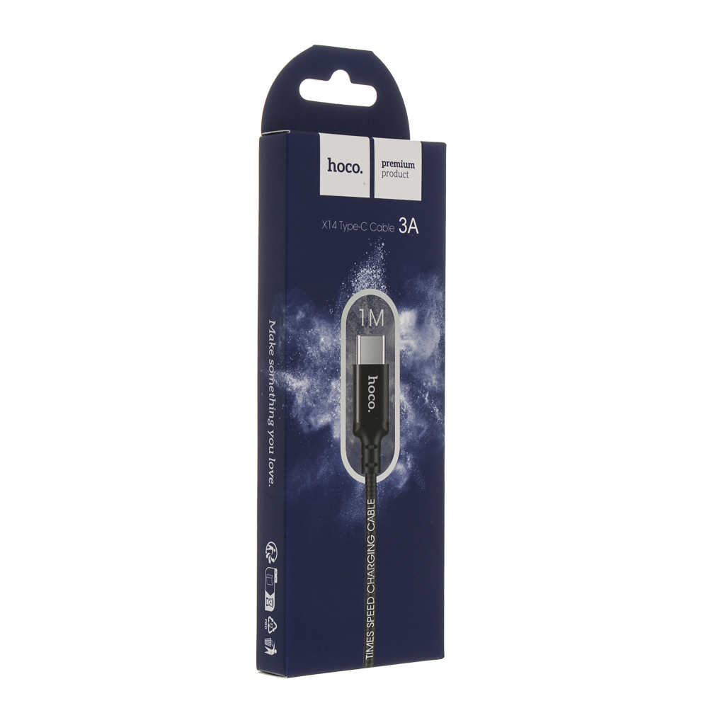 Кабель для зарядки USB(A)-Type C hoco. модель X14, 1м, 3А, черный, арт.№ 931-563