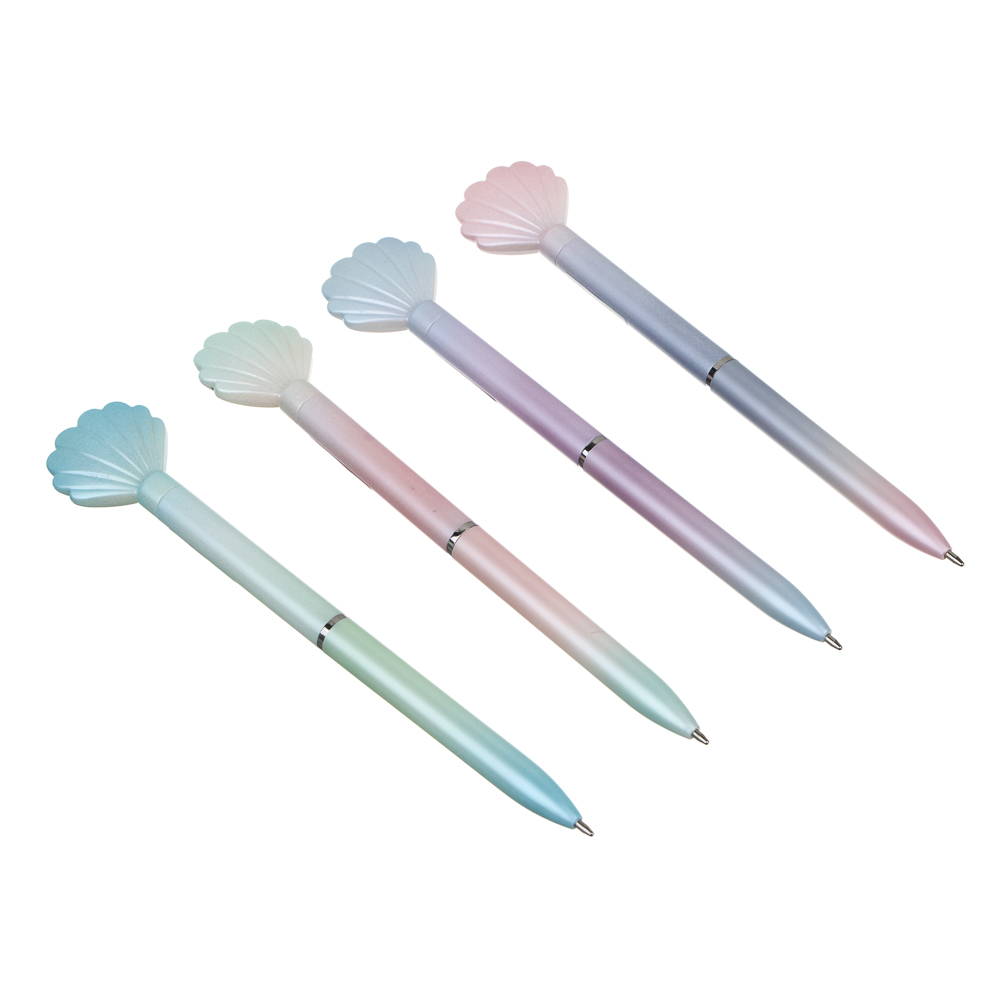 Авторучка шариковая синяя, наконечник в форме ракушки, корпус 16,7 см, 4 дизайна, арт.№ 591-033