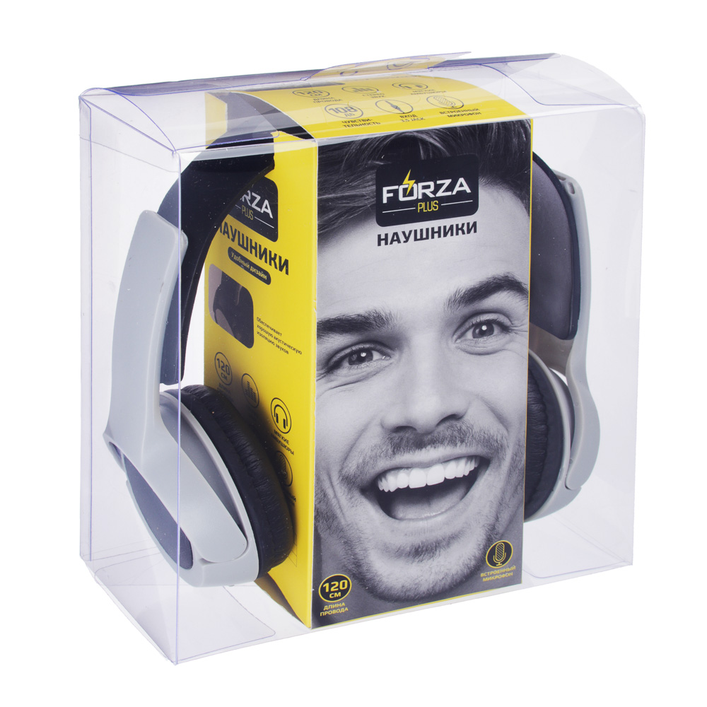 Наушники проводные полноразмерные FORZA Старт, гарнитура, коробка ПВХ, 4 цвета, арт.№ 916-134