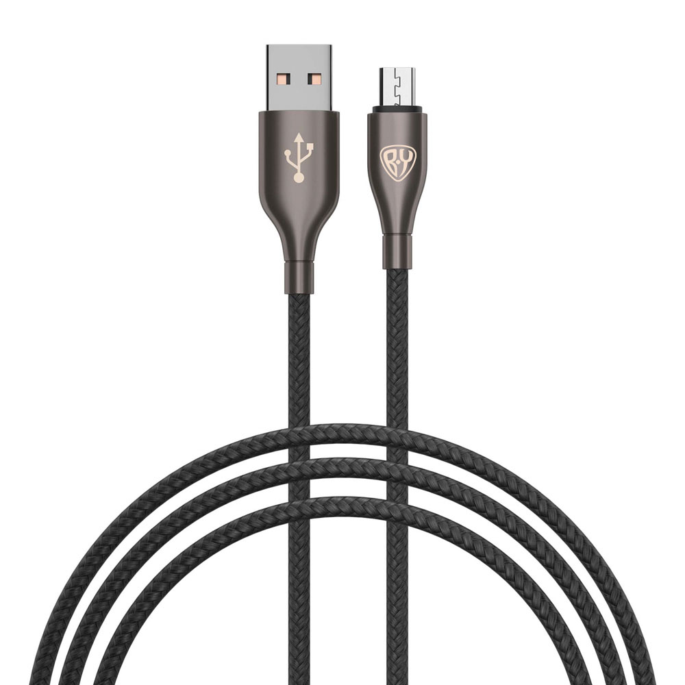Кабель для зарядки USB(A)-microUSB BY Керамика, 1м, 3А, быстр зар QC3.0, тканевая оплётка, черный, арт.№ 931-010