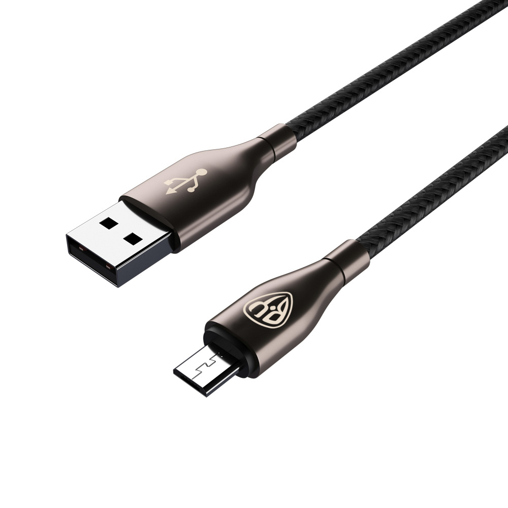Кабель для зарядки USB(A)-microUSB BY Керамика, 1м, 3А, быстр зар QC3.0, тканевая оплётка, черный, арт.№ 931-010