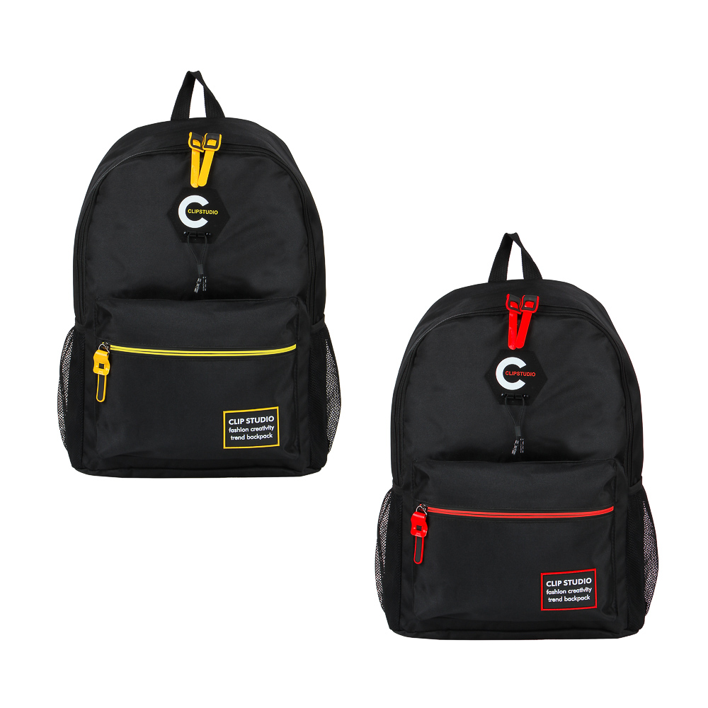 Рюкзак подростковый 43x29x15см, 1 отд., 4 карм., нашивки, декор шнурком, черный, ПЭ, 2 цвета отделки, арт.№ 254-528