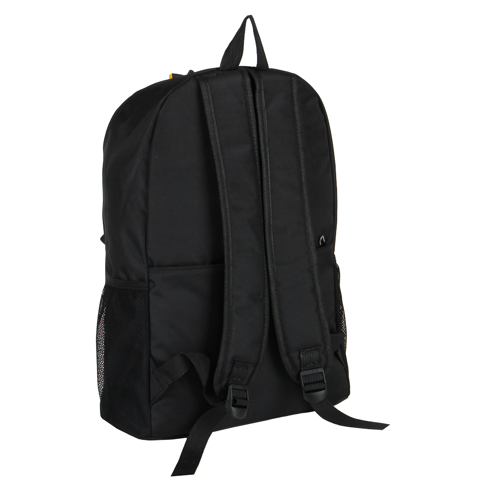 Рюкзак подростковый 43x29x15см, 1 отд., 4 карм., нашивки, декор шнурком, черный, ПЭ, 2 цвета отделки, арт.№ 254-528