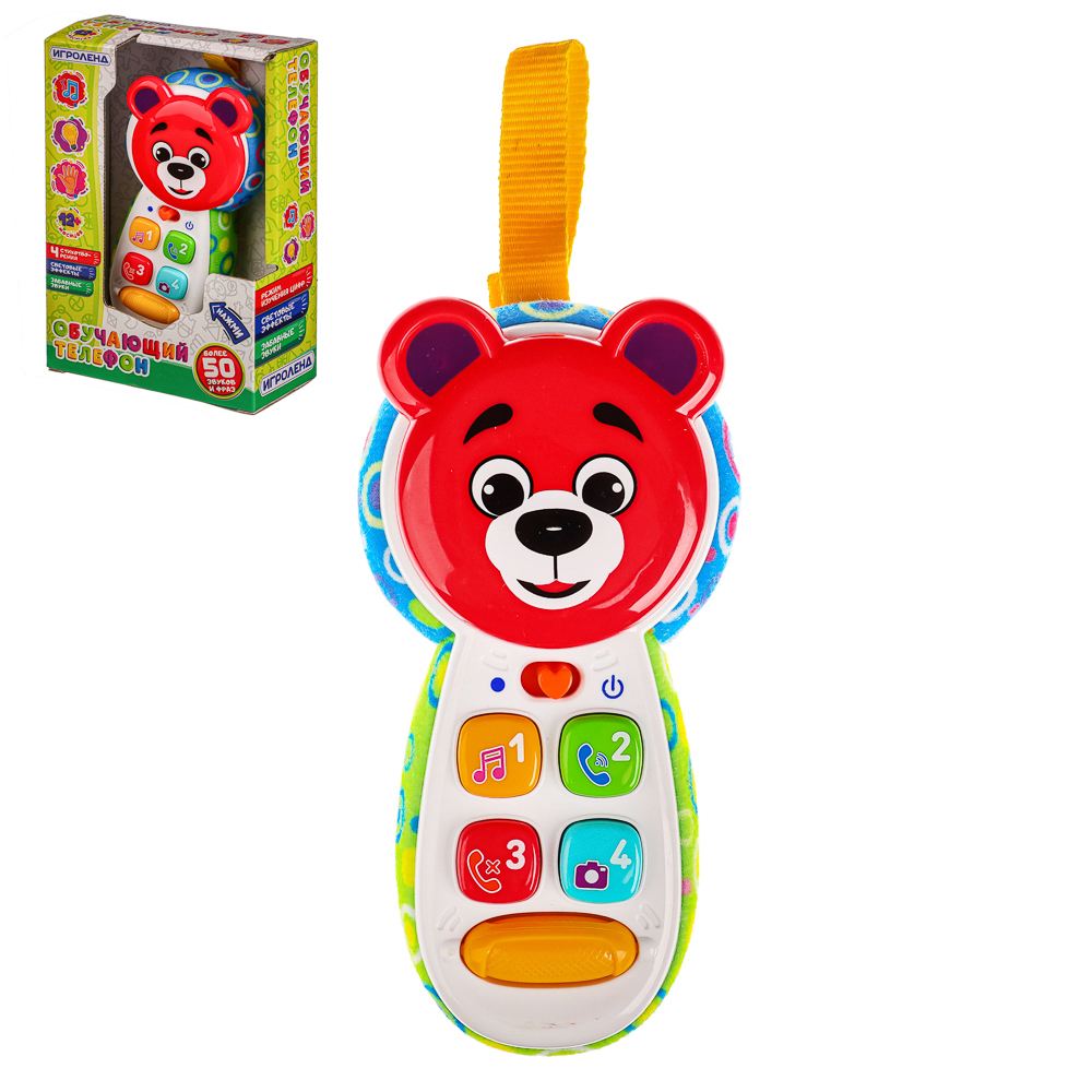 ИГРОЛЕНД Игрушка обучающая в виде телефона, свет, звук, 2xААA, ABS, 16х8х4см, 2 дизайна, арт.№ 272-716