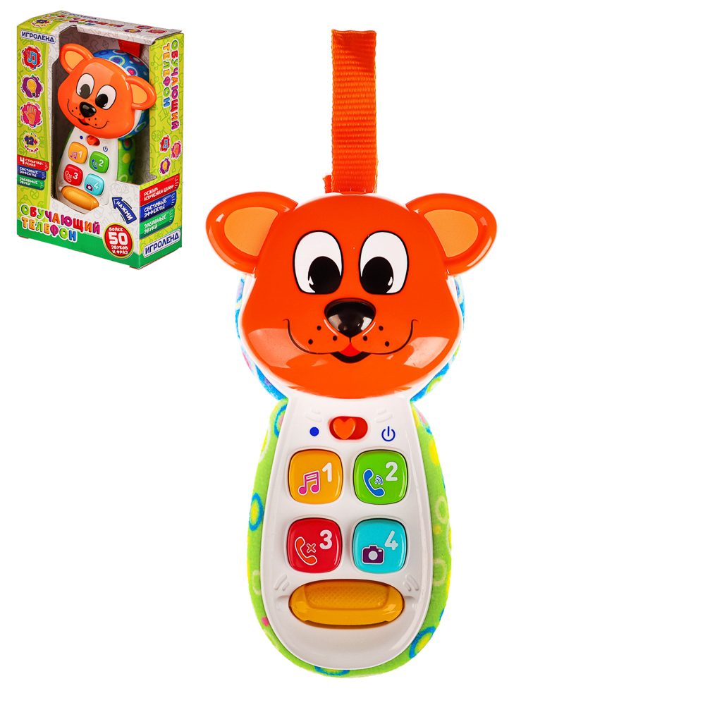 ИГРОЛЕНД Игрушка обучающая в виде телефона, свет, звук, 2xААA, ABS, 16х8х4см, 2 дизайна, арт.№ 272-716