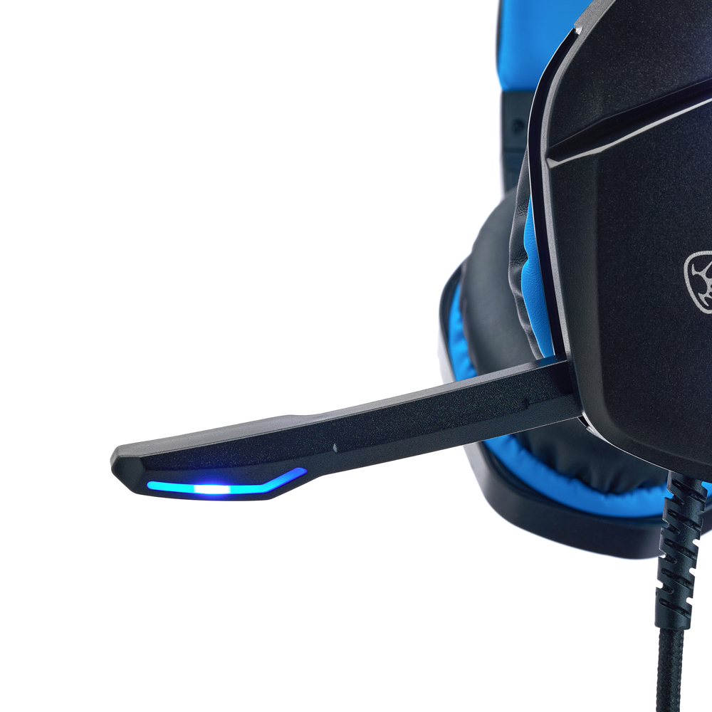 Наушники проводные с микрофоном игровые BY Bascinet USB 3,2 м, синяя подсветка, арт.№ 410-086