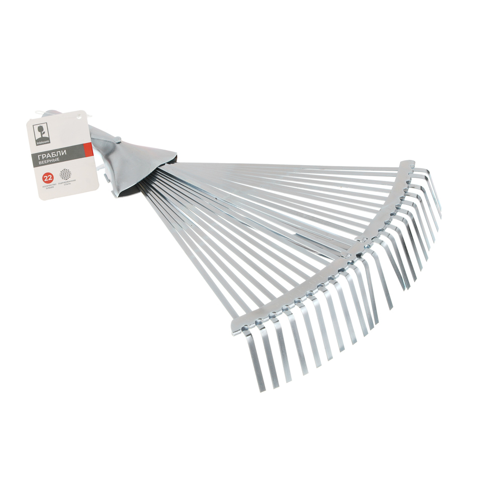INBLOOM Грабли веерные раздвижные, 22 зуба, 38x40см, оцинкованная сталь, арт.№ 187-005