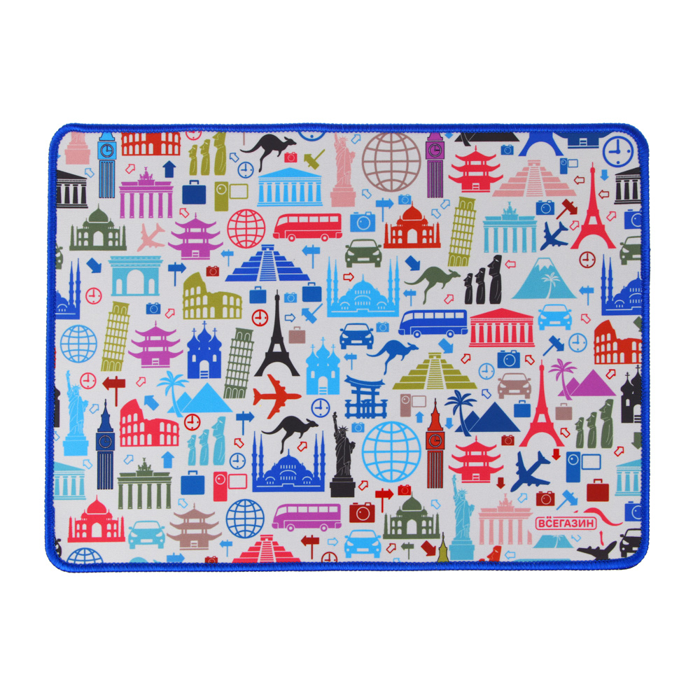 Коврик игровой ВСЁГАЗИН Путешествие, 360x260x2.5мм, с рисунком, полиэстер, каучук, арт.№ 405-048