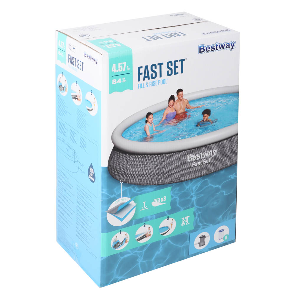 BESTWAY Бассейн надувной Fast Set, фильтр-насос, PVC, 457х84см, 57313, арт.№ 012-010