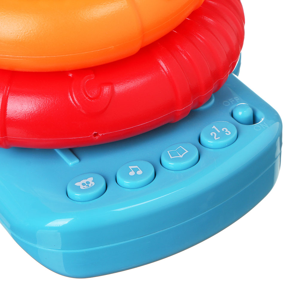 ИГРОЛЕНД Пирамидка обучающая в виде "Рыжего котика", звук, 2хАА, РР, 16х23,5х15см, арт.№ 272-715