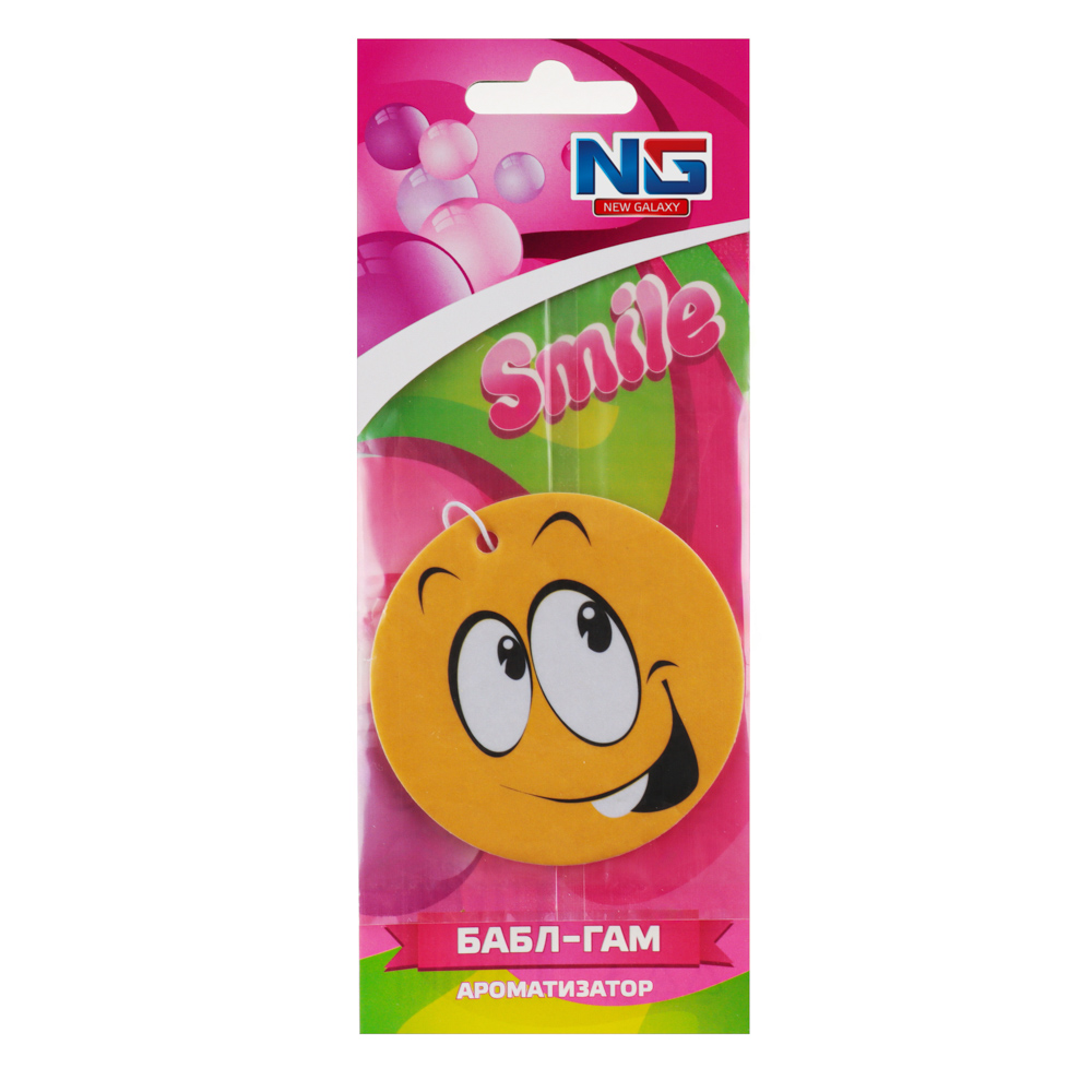 NEW GALAXY Ароматизатор бумажный "Смайл", 5 гр., Бабл Гам, дизайн GC, арт.№ 794-378