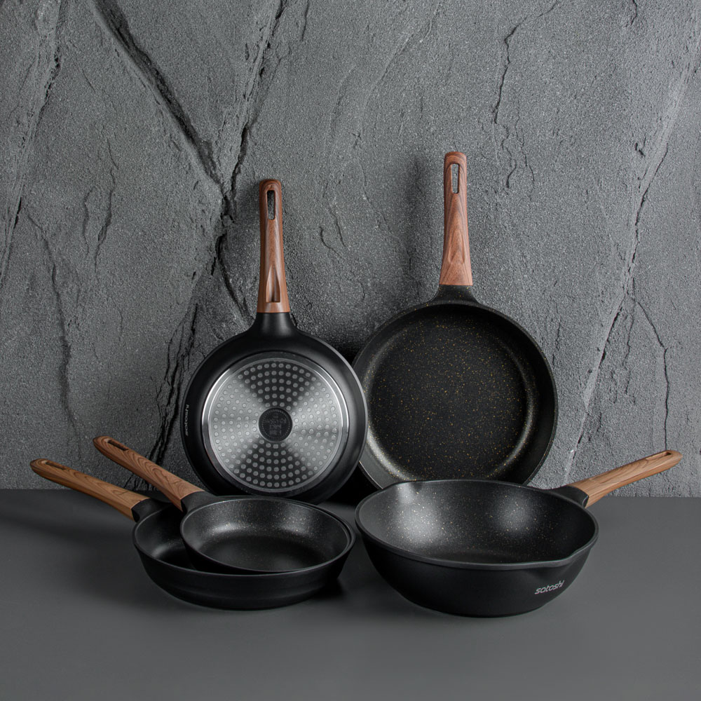 SATOSHI Карнуа Сковорода литая d24см, антипригарное покрытие Мрамор, индукция, арт.№ 846-560