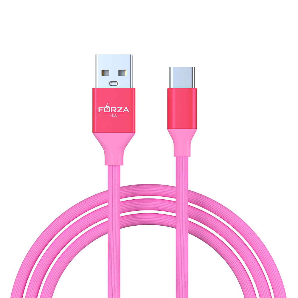 Кабель для зарядки USB(A)-Type C FORZA Лето, 1м, 2А, прорезиненный, 4 цвета, пакет, арт.№ 916-063