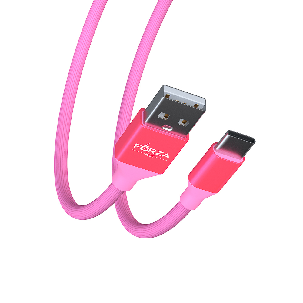 Кабель для зарядки USB(A)-Type C FORZA Лето, 1м, 2А, прорезиненный, 4 цвета, пакет, арт.№ 916-063
