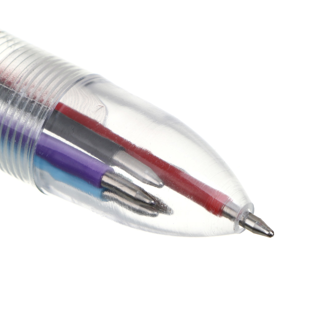 Авторучка шариковая ClipStudio 6 цветов чернил, прозрачный корпус, наконечник 0,7 мм, арт.№ 622-032